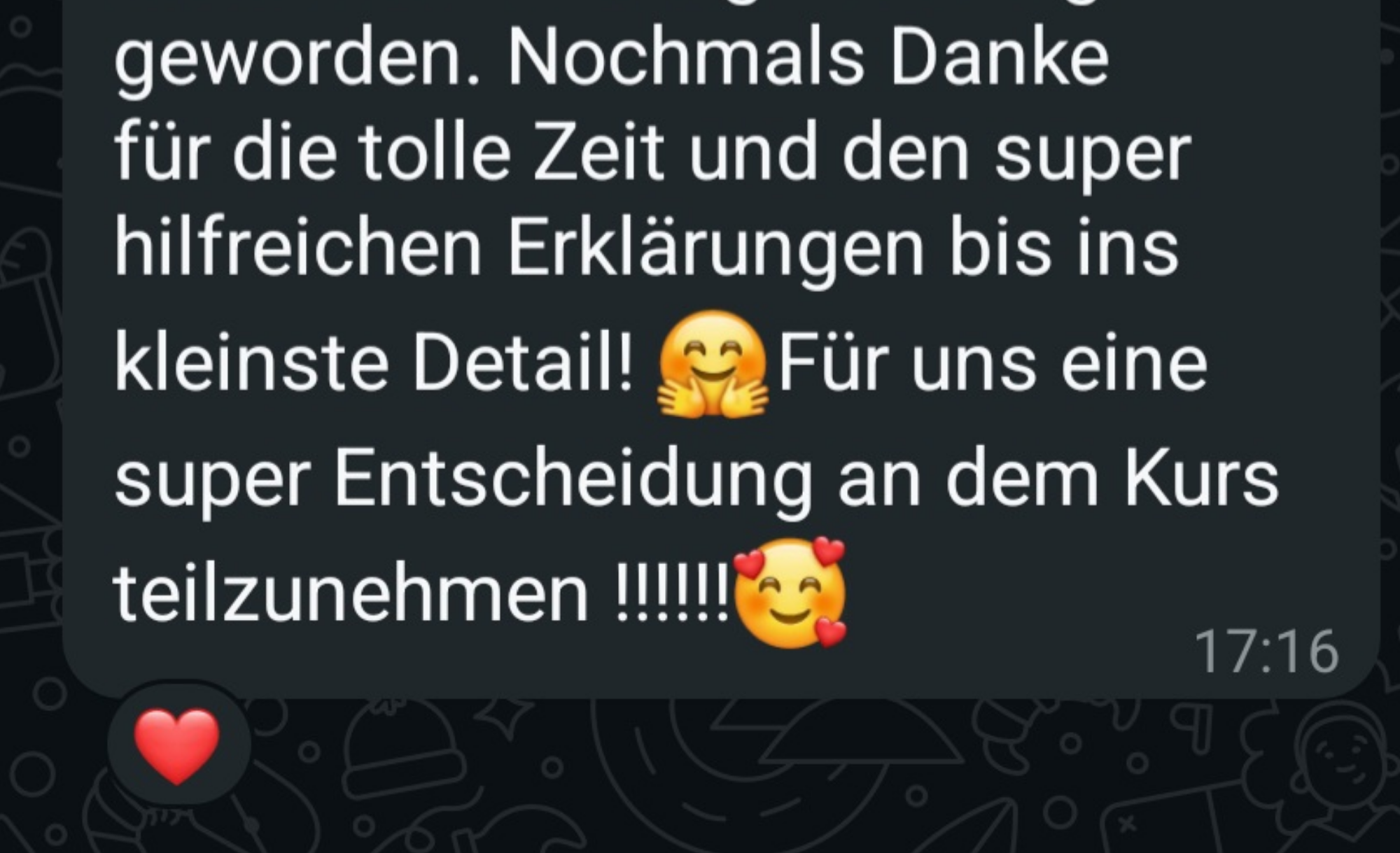 Rückmeldung einer Teilnehmerin