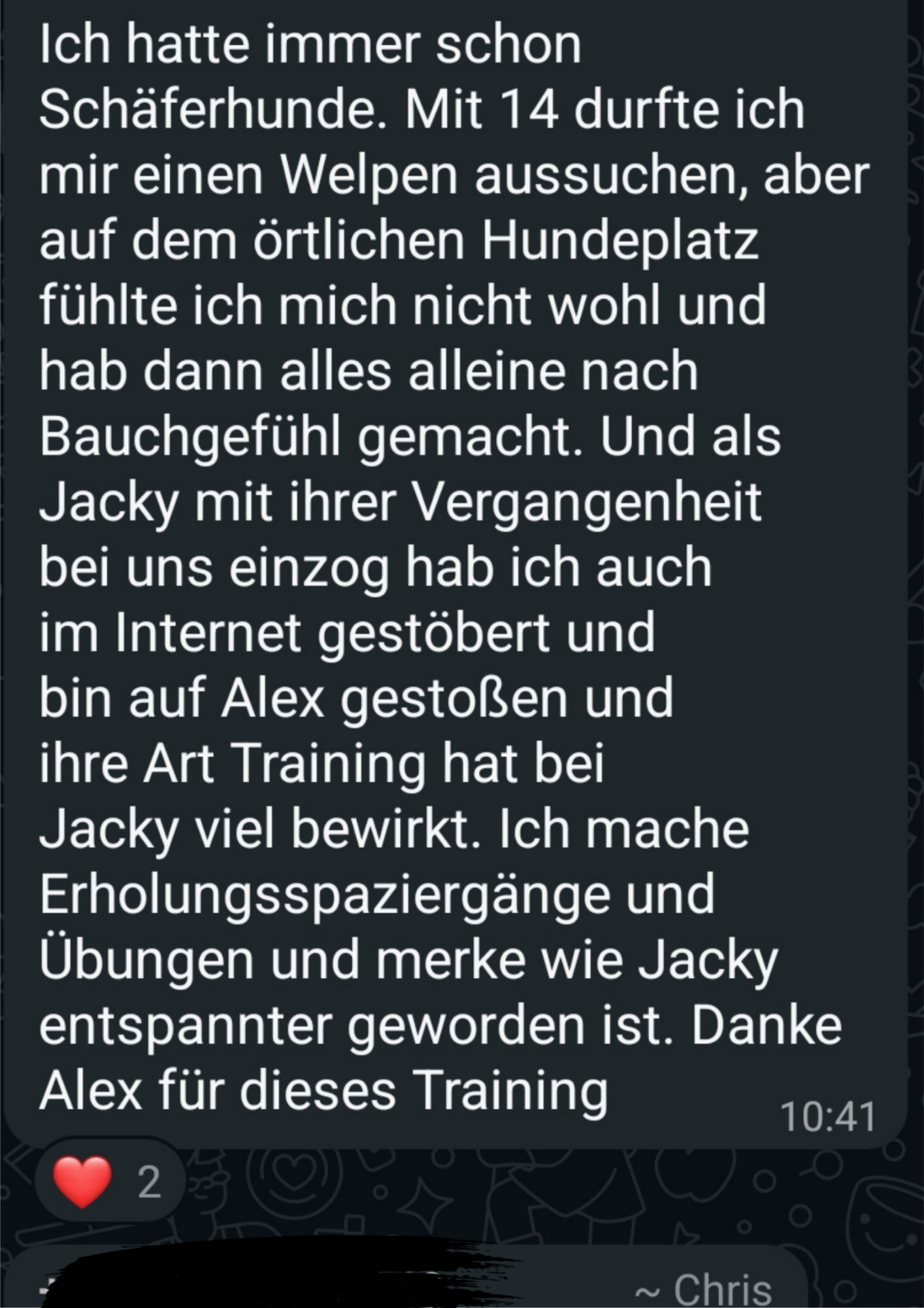 Rückmeldung einer Teilnehmerin