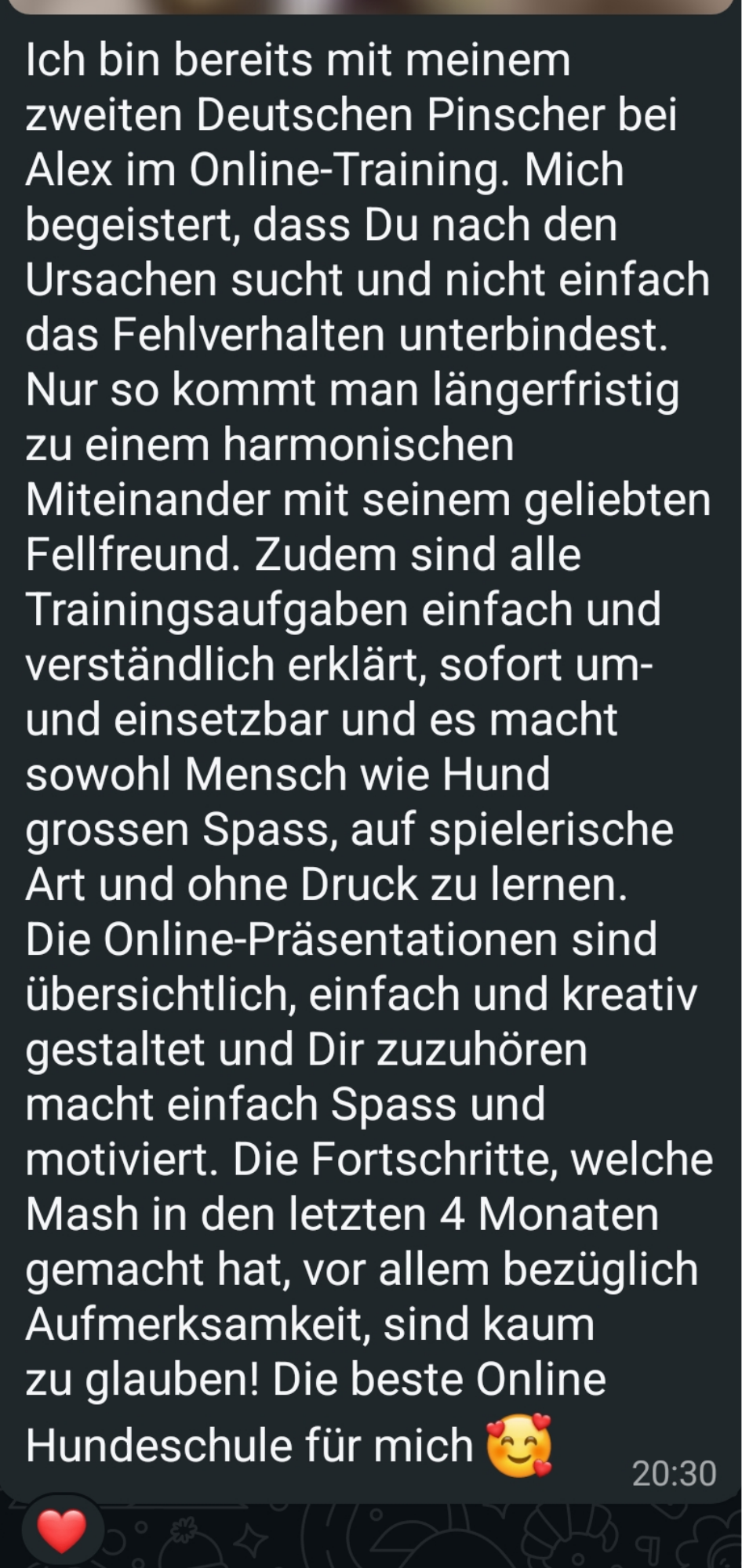 Rückmeldung einer Teilnehmerin