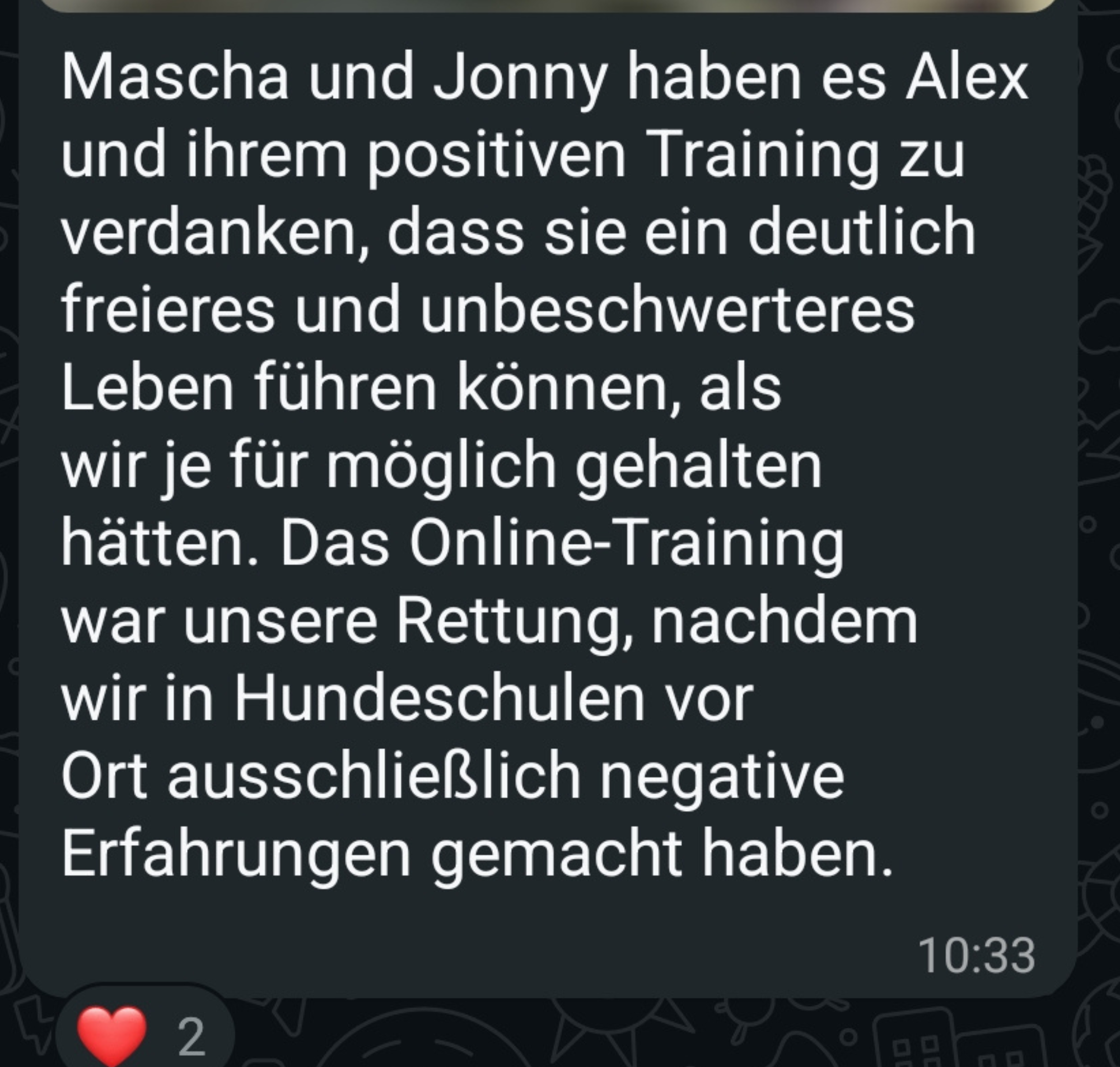 Rückmeldung einer Teilnehmerin