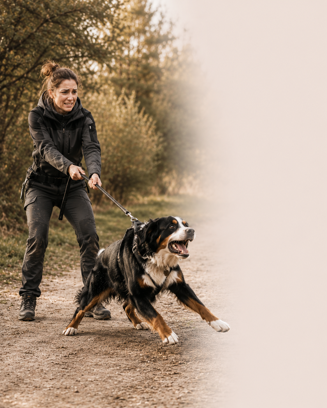 Frau mit Hund an der Leine