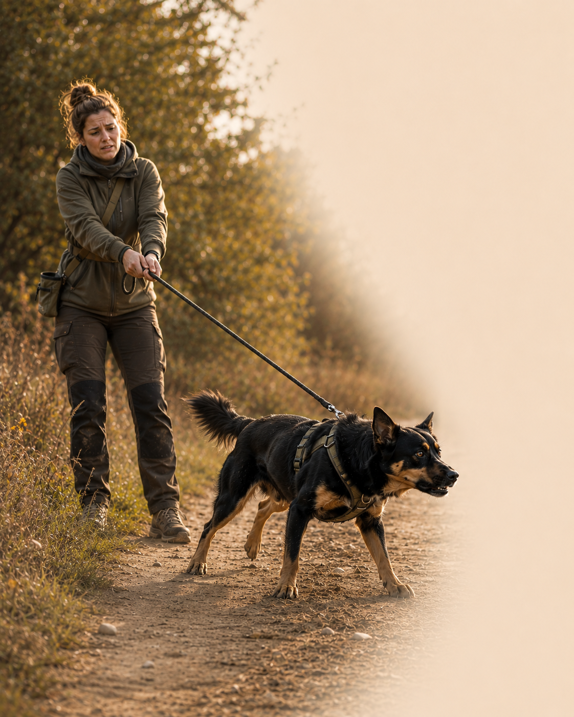 Gestresste Frau mit Hund