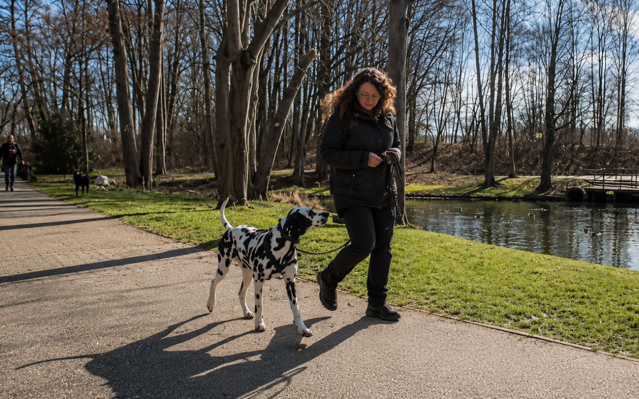 Mensch und Hund beim Spaziergang